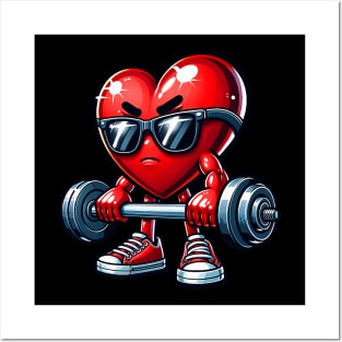 Funny Heart Bodybuilder Valentines Day Men Women Boys Posters and Art